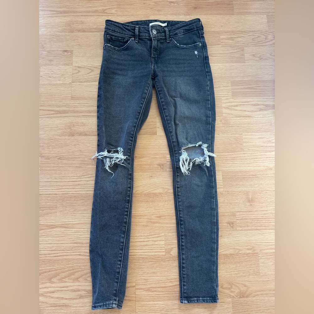 Levi's Dark Gray Distressed Skinny Jeans